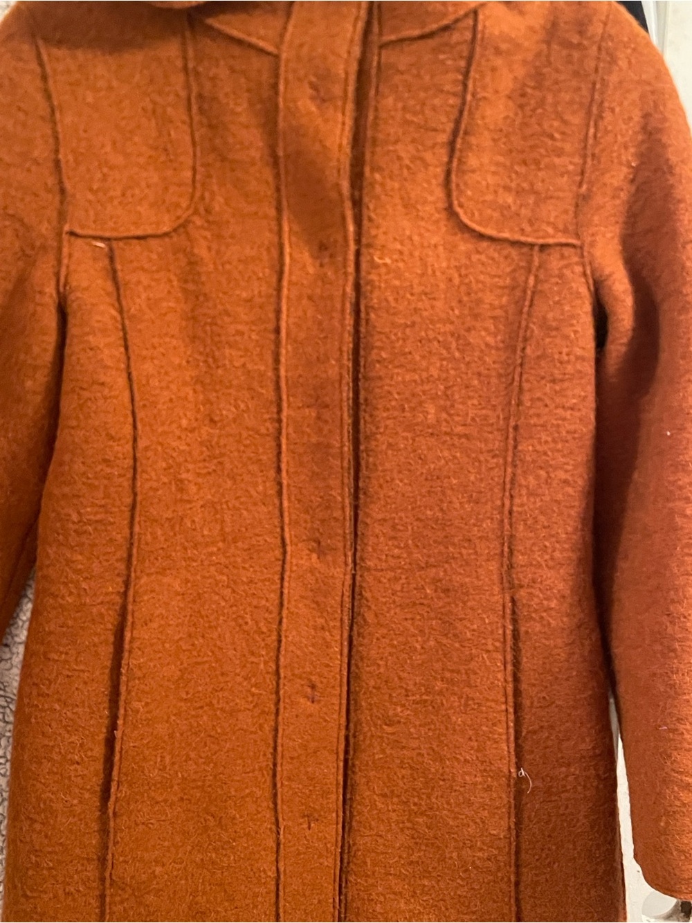 Talula Rust Orange Wool-Blend Pea Coat